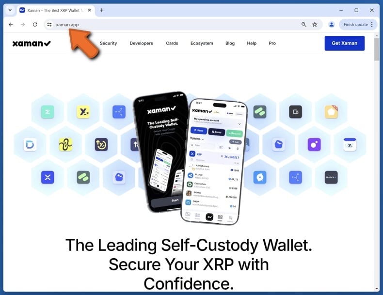 Appearance of the real Xaman website (xaman.app)