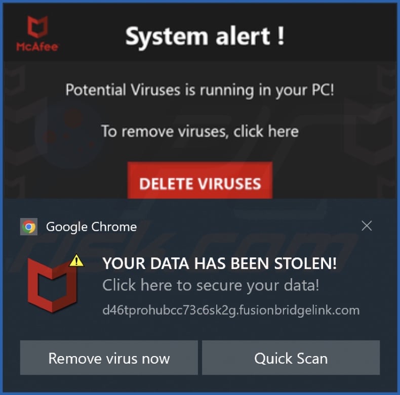 Ad delivered by the fusionbridgelink[.]com webpage