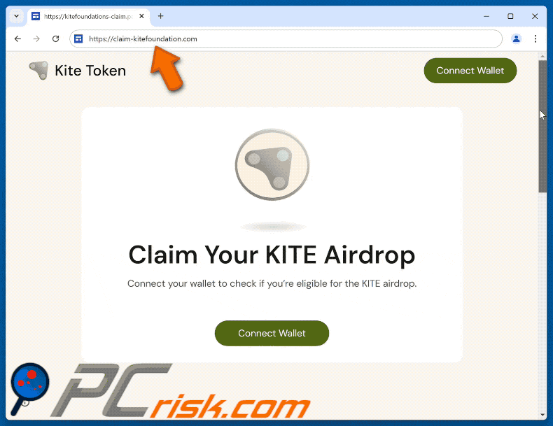 Appearance of Kite Airdrop scam