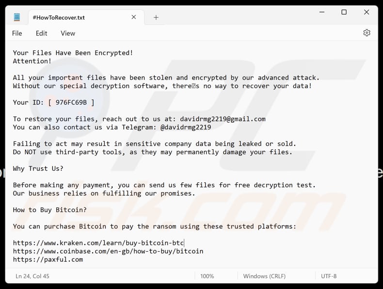 Lord ransomware text file (HowToRecover.txt)
