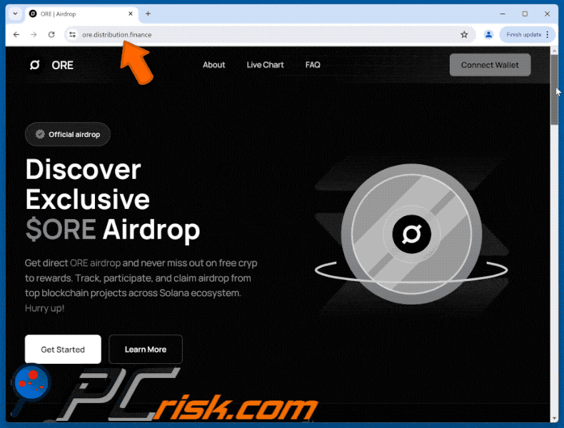 Appearance of Ore ($ORE) Airdrop scam