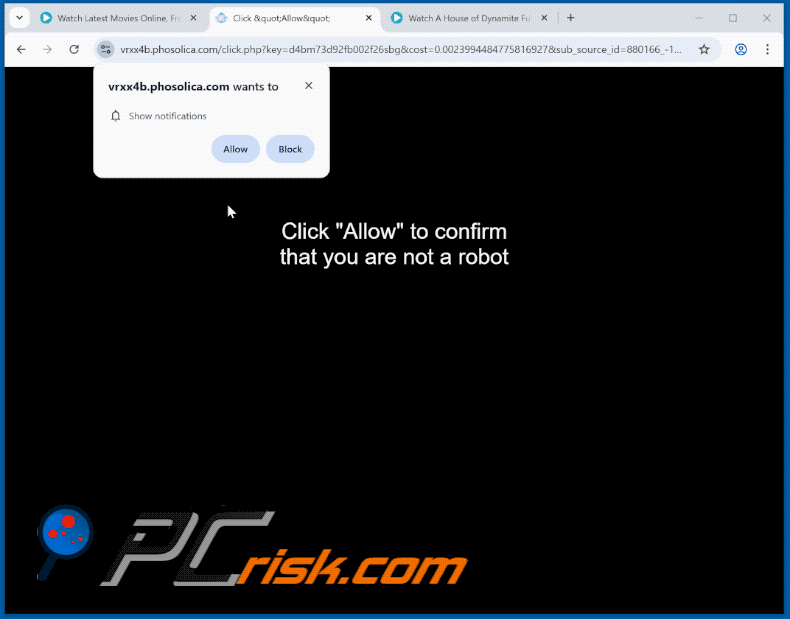 phosolica[.]com website appearance (GIF)