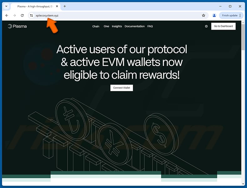 Plasma (XPL) rewards drainer site (xplecosystem[.]xyz)