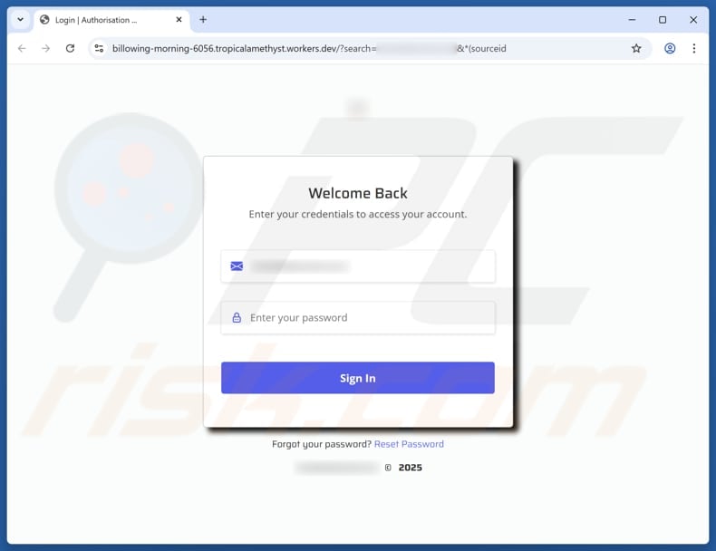 POP3/SMTP Setup Problem Notification Email Scam phishing page