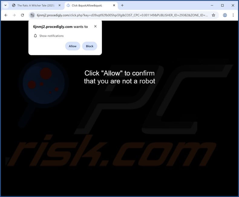 procedigly[.]com pop-up redirects
