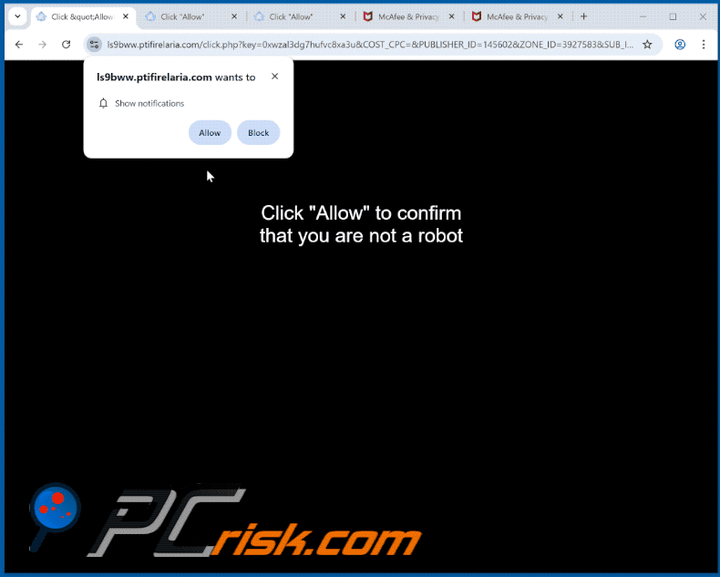 ptifirelaria[.]com website appearance (GIF)