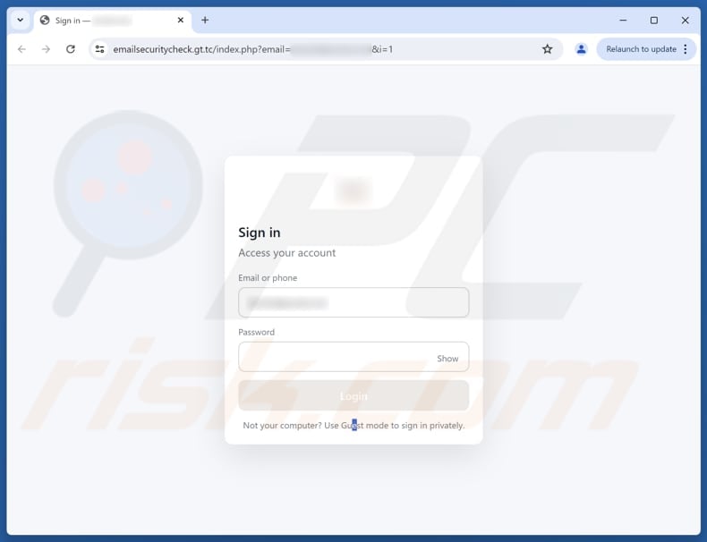 Scheduled Security Upgrade Email Scam phishing page
