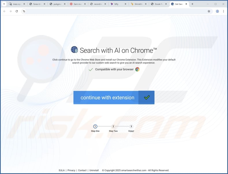 Search with AI on Chrome browser hijacker promoter 2