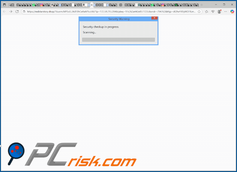 Appearance of Security Checkup In Progress scam (GIF)