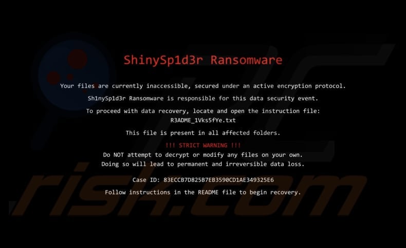 ShinySp1d3r ransomware wallpaper