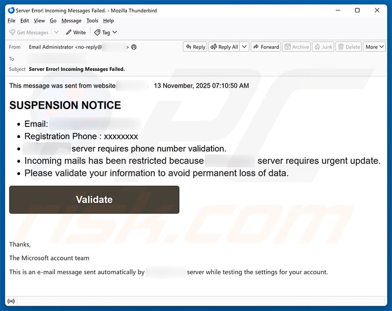 Suspension Notice Email Scam (2025-11-13)