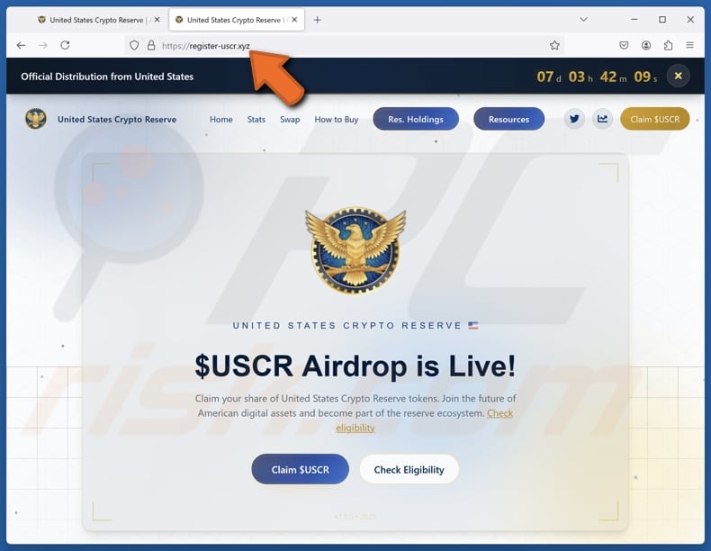 United States Crypto Reserve ($USCR) Airdrop Scam another variant