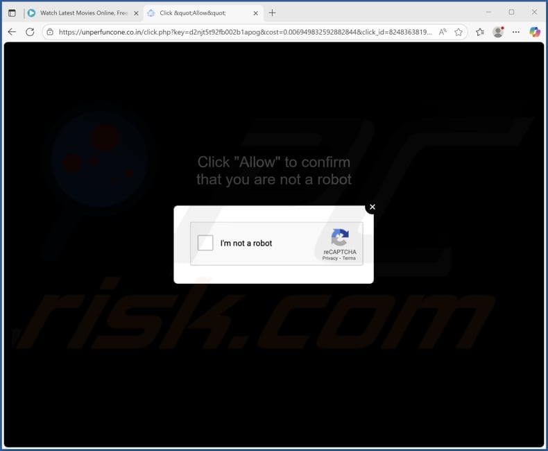 unperfuncone.co[.]in pop-up redirects
