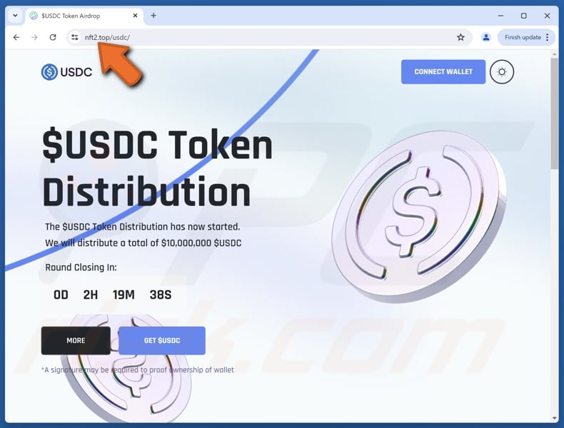 Fake USDC Token Distribution website