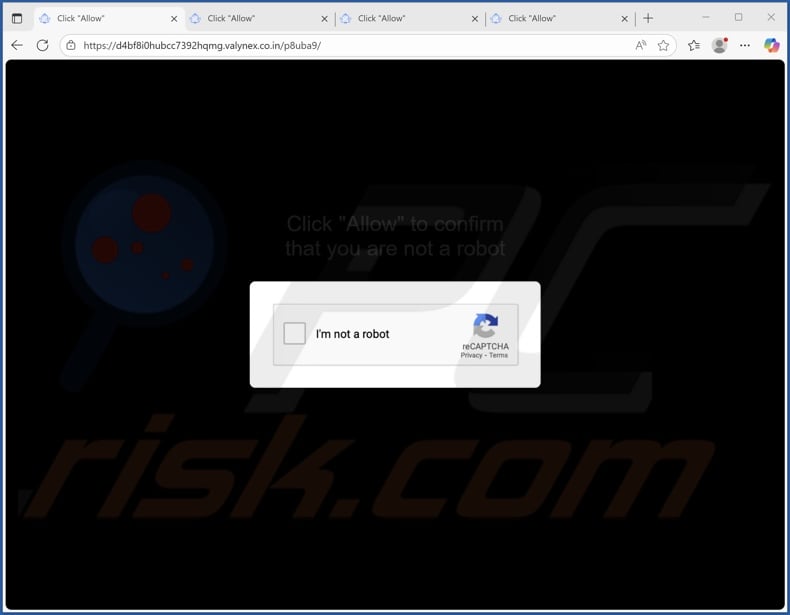valynex.co[.]in pop-up redirects