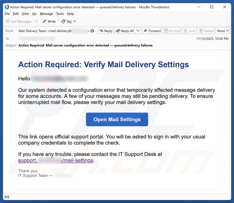 Verify Mail Delivery Settings email spam campaign