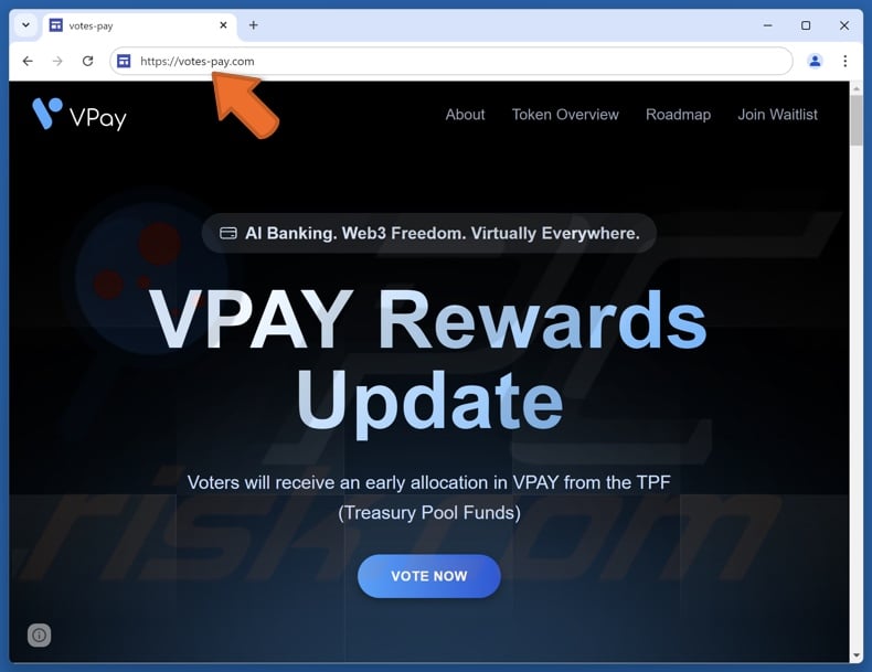 Fake VPay Vote Rewards website