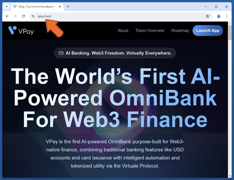 Appearance of the real VPay website (vpay.fund)