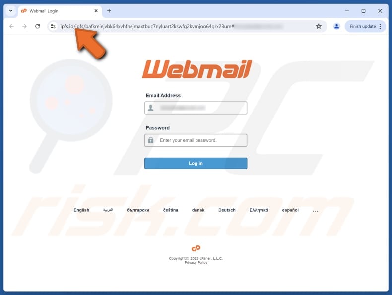Webmail - Action Required To Enhance Security Email Scam phishing page