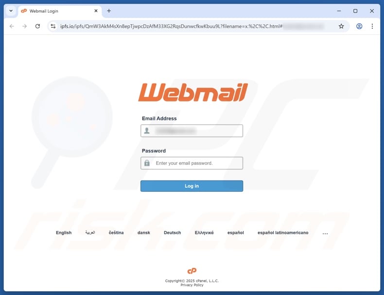 Webmail Login Activity scam email promoted phishing site