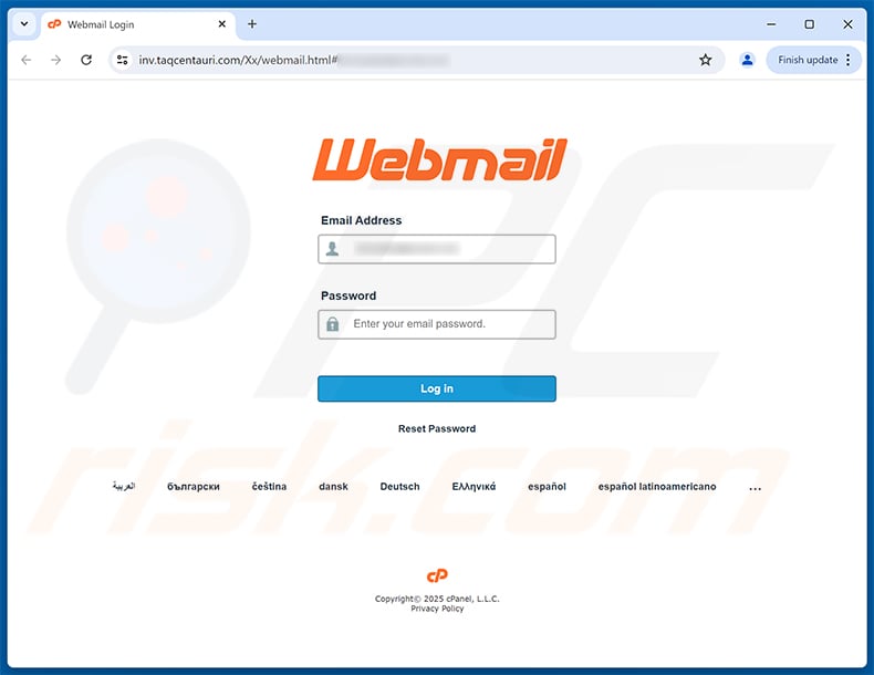 Phishing site promoted via Webmail password expiration scam (2025-11-12)