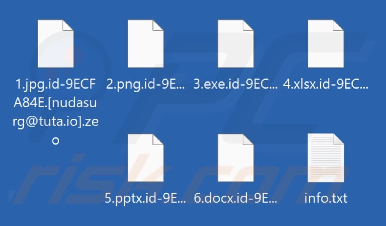 Files encrypted by Zeo ransomware (.zeo extension)