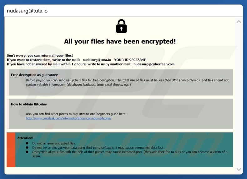 Zeo ransomware ransom note (pop-up)