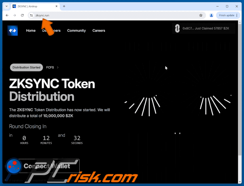 Appearance of ZKsync ($ZK) Airdrop scam
