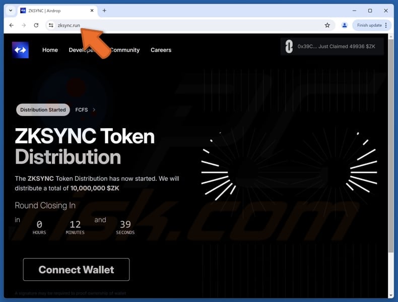ZKsync ($ZK) Airdrop scam