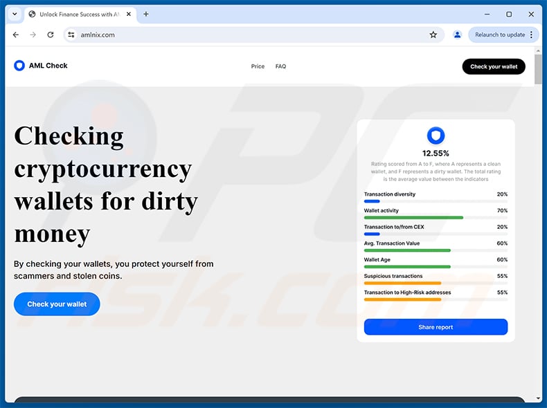 AMLBot Crypto Checking scam website (amlnix[.]com)
