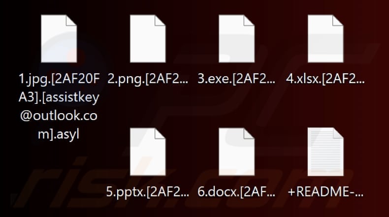 Files encrypted by Asyl ransomware (.asyl extension)