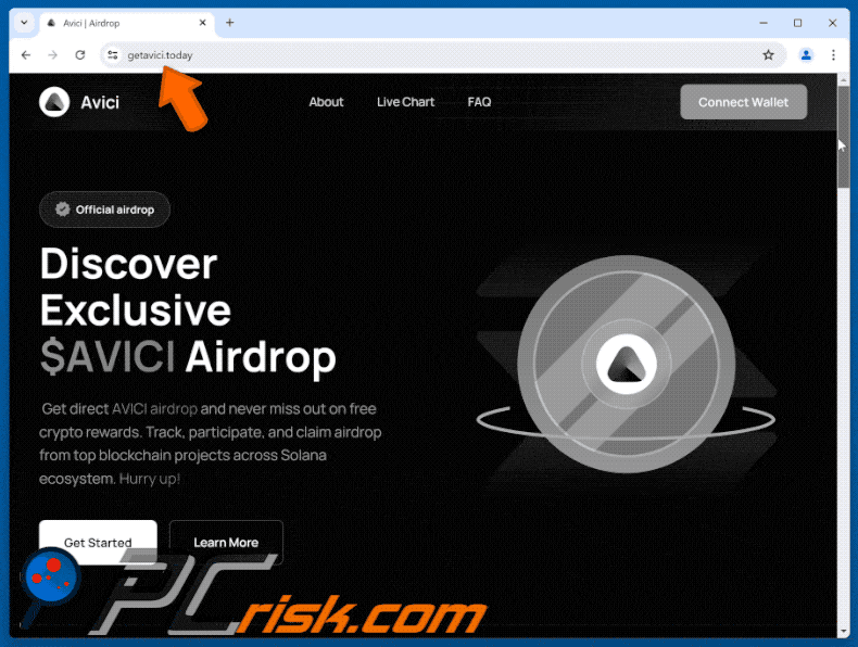 Appearance of Avici Airdrop scam