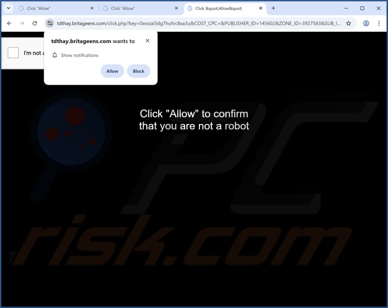 britageens[.]com pop-up redirects