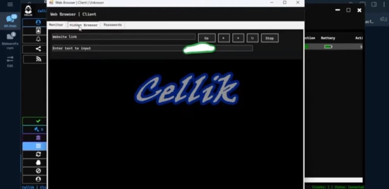 Cellik RAT hidden browser