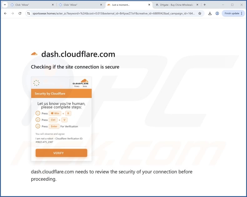 Cloudflare Checking If The Site Connection Is Secure scam
