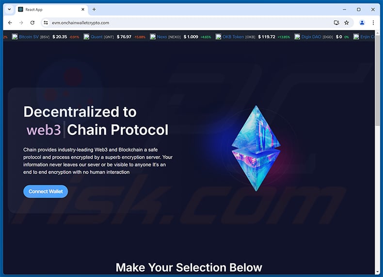 Decentralized Protocol drainer website - evm.onchainwalletcrypto[.]com