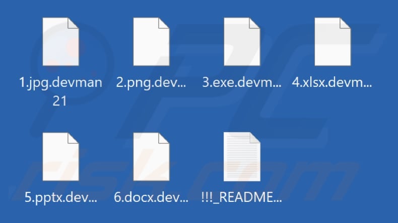 Files encrypted by DEVMAN 21 ransomware (.devman21 extension)