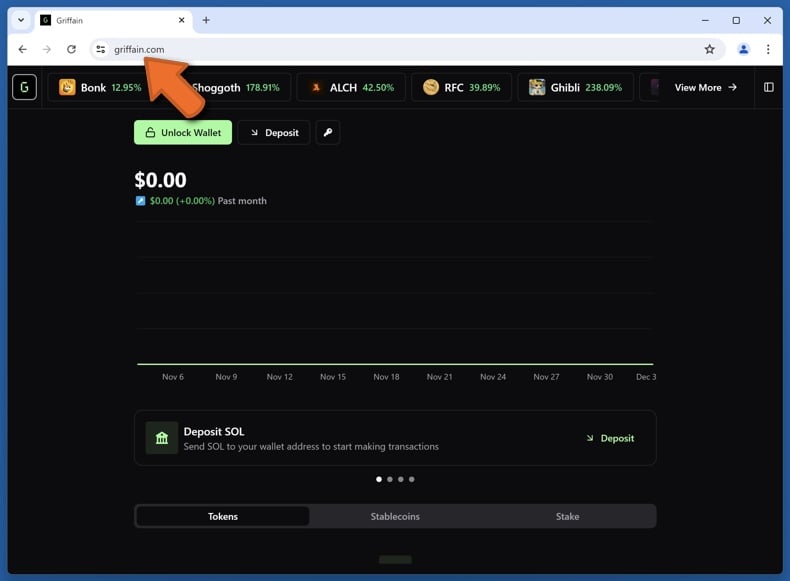 Appearance of the real Griffain website (griffain.com)