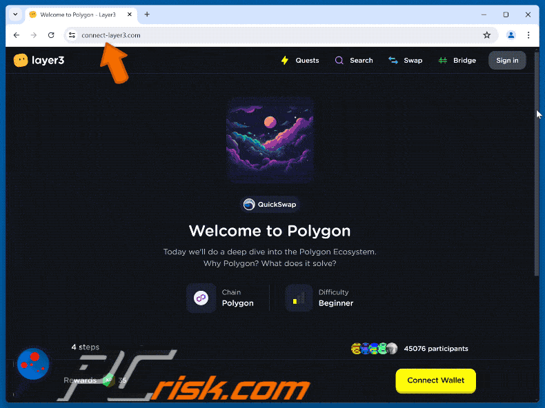 Appearance of Fake Polygon QuickSwap site scam