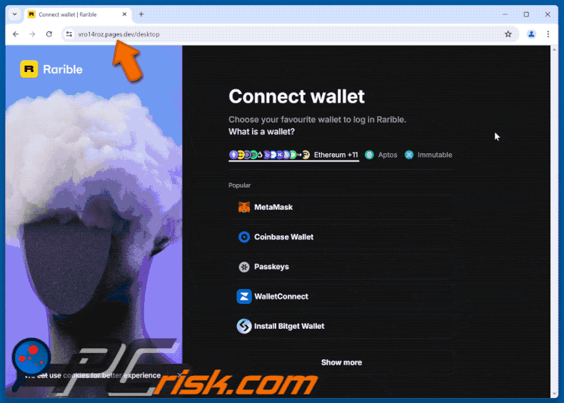 Appearance of Fake Rarible website scam