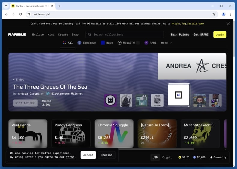 Fake Rarible website scam real website (rarible.com)
