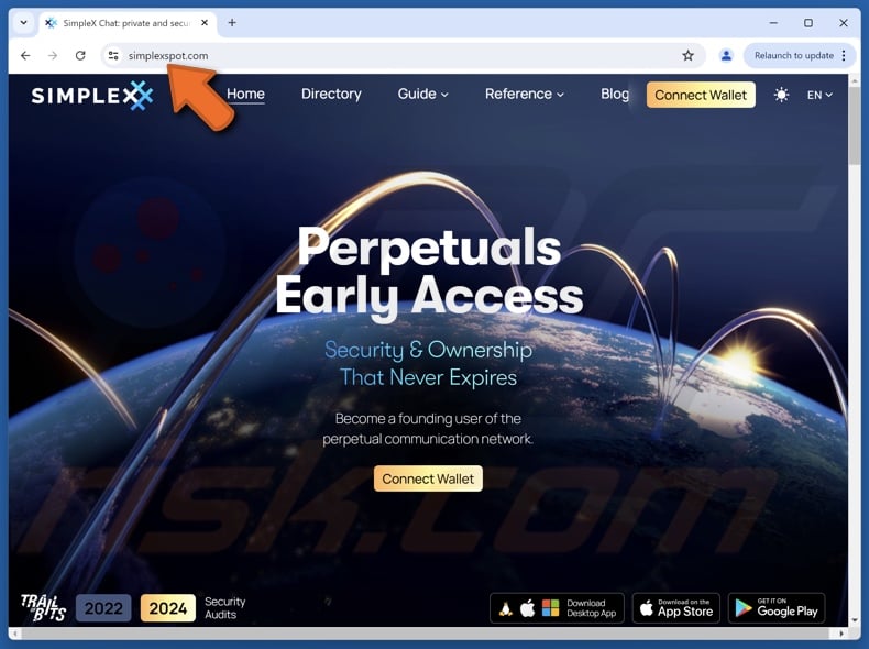 Fake SimpleX Chat website