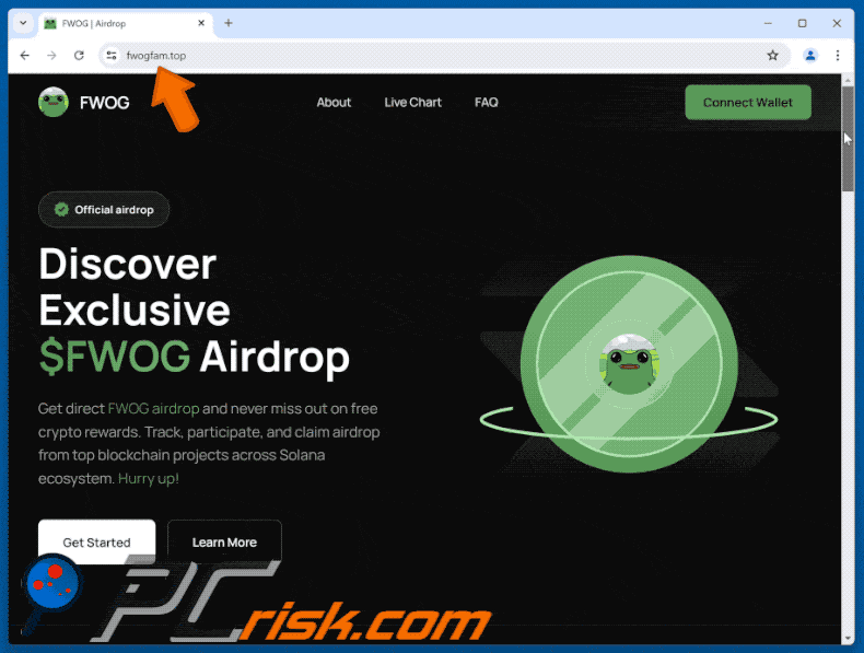 Appearance of FWOG Airdrop scam