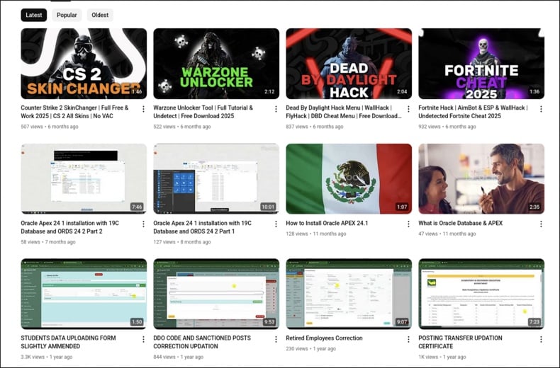 GachiLoader malware promoting YouTube videos