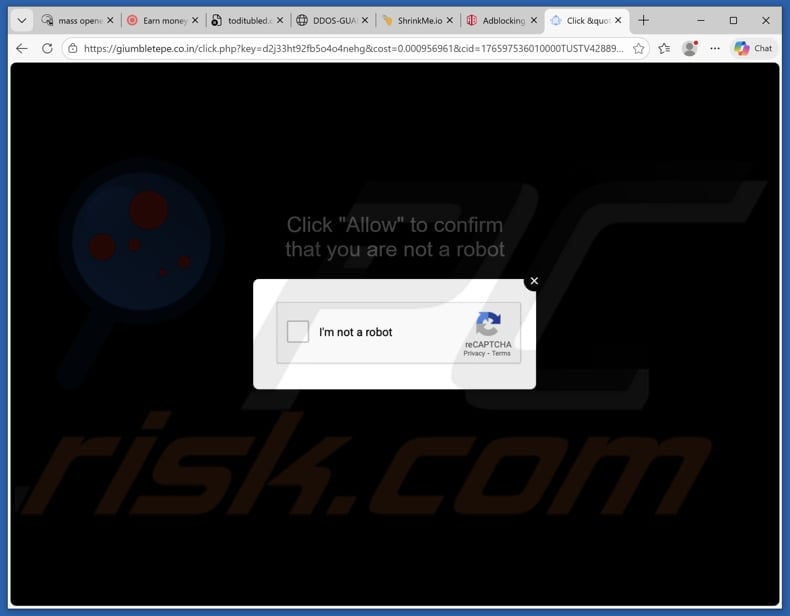 giumbletepe.co[.]in pop-up redirects