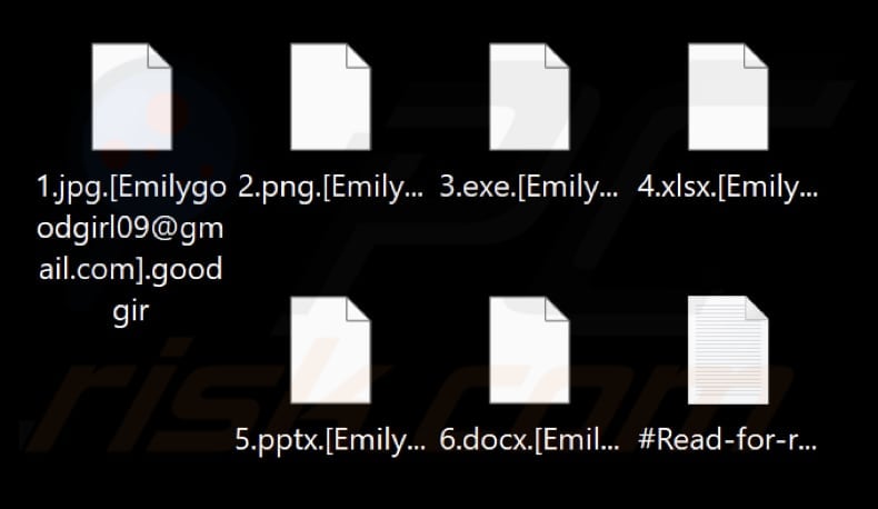 Files encrypted by GoodGirl ransomware (.goodgir extension)