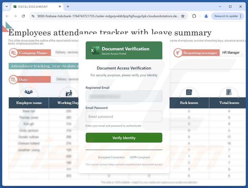 Human Resources Report scam email promoted phishing site
