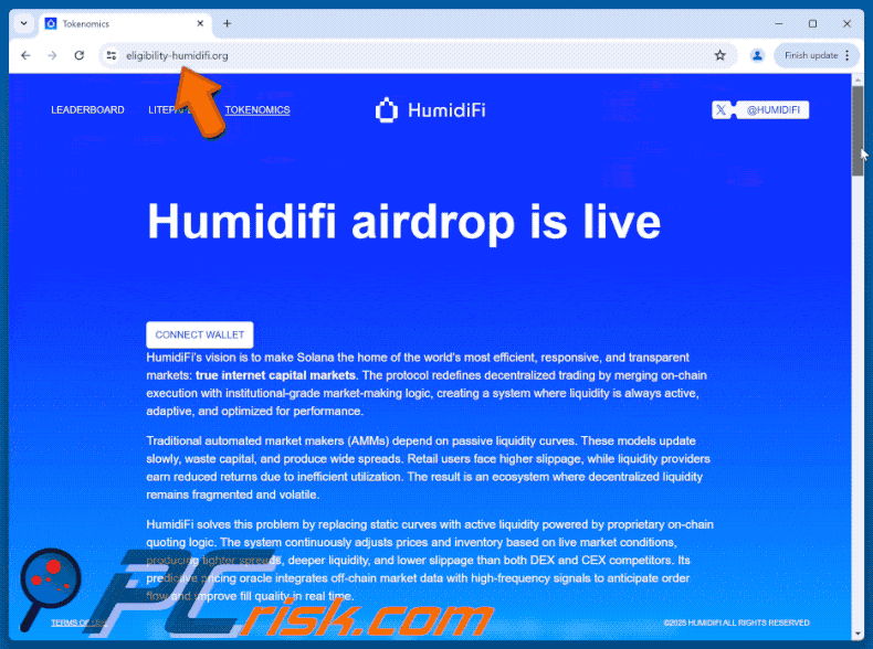 Appearance of HumidiFi Airdrop scam
