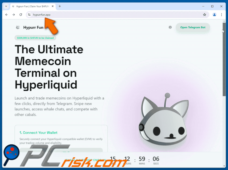 Appearance of the fake Hypurr Fun ($HFUN) Allocation website (GIF)