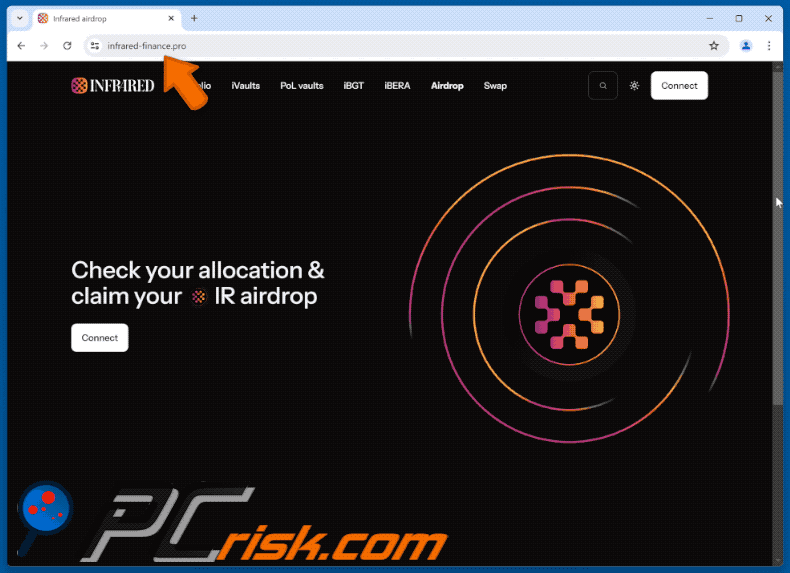 Appearance of Infrared (IR) Airdrop scam